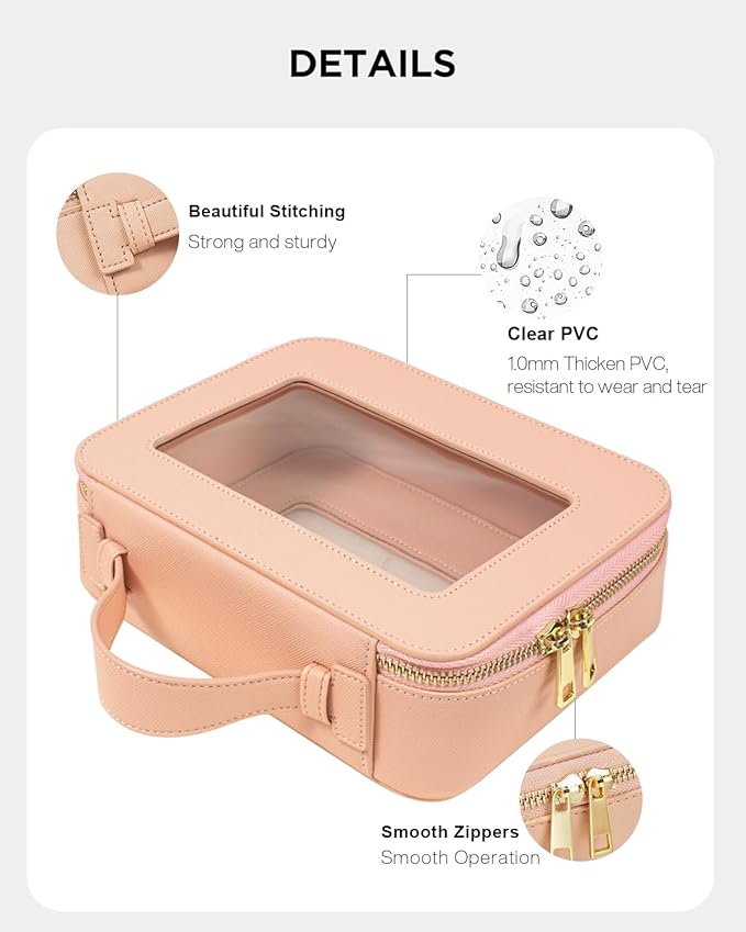 KOTORA Small Makeup Bag for Purse Cute Travel Makeup Bag Clear Cosmetic Bag with Zipper, Car Make Up Bag Organizer Storage Traveling Car Accessories Travel Essentials for Women