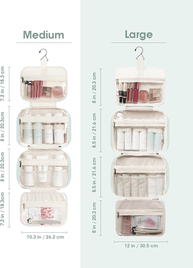 Narwey Hanging Toiletry Bag for Women Travel Makeup Bag Organizer Toiletries Bag for Travel Size Essentials Accessories Cosmetics (Mint Green (Medium))