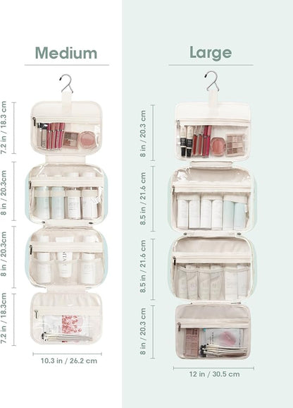 Narwey Hanging Toiletry Bag for Women Travel Makeup Bag Organizer Toiletries Bag for Travel Size Essentials Accessories Cosmetics (Mint Green (Medium))