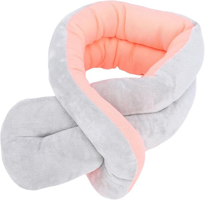 Aramox Twist Memory Foam Travel Pillow, Ergonomic Airplane Headrest Travel Neck Pillow for Traveling Suitable for Airplanes, Offices and Cars (Pink Grey)
