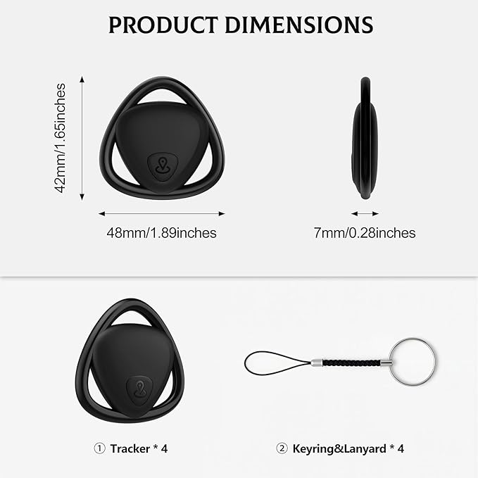 2025 Upgraded [Apple MFi Certified] Air Tracker 4 Pack, Smart Tag Item Finder Works with Apple Find My (iOS Only), Air Track Locator with Sound, Tracker Tags for Keys, Luggage, Bag, Suitcases, Wallet