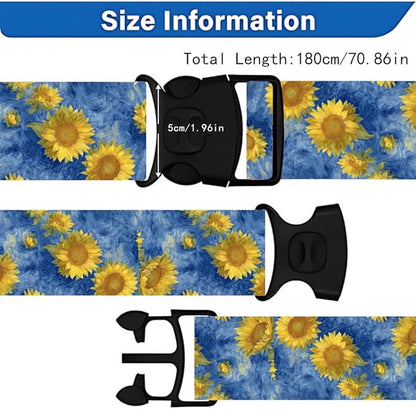 2PC,Sunflower Sky Luggage Strap 1.97 x 70.84 inch Blue Background Floral Design Adjustable Suitcase Belt Durable Nylon Baggage Identifier Artistic Travel Accessory