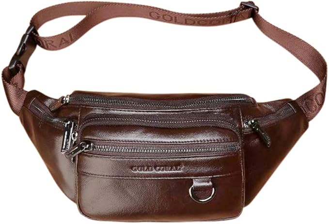 Leather Fanny Pack Mens Genuine Leather Waist Bag Sport Travel Hiking