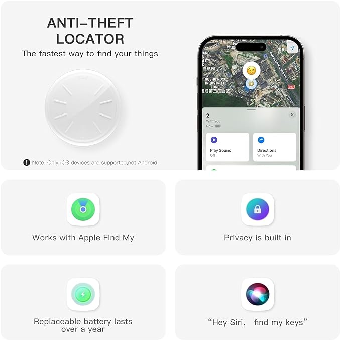 Tracker Works with Apple Find My (iOS Only),Key Finder Luggage Tracker with Keyring and Waterproof Case,Not for Android,Track Wallet Backpack Suitcase Dogs Cats Pets Collar Car (1 Pack)