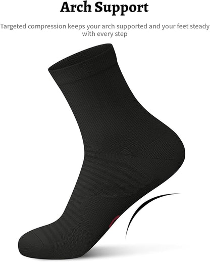 Compression Running Ankle Socks for Men and Women (6 Pairs), Quarter Athletic Socks for Running, Cycling, Golf, Work