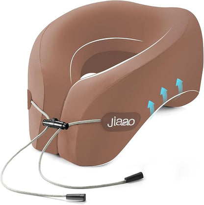 jiaao Neck Pillow Airplane, Ergonomic Memory Foam Travel Pillows for Long Flights, 3D Eye Masks, Ear Plugs and Portable Drawstring Bag, Napping Pillow for Home, Sleep Rest, Family and Travel Use