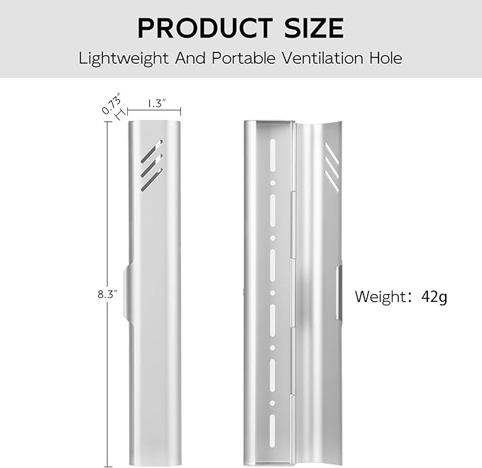 Travel Toothbrush Case, 2Pack Portable Toothbrush Holders, Durable Aluminum Toothbrush Storage Box, Small Breathable Manual Toothbrush Container for Traveling, Camping, Business Trip - Sliver