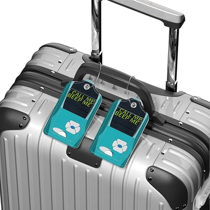 Funny PU Leather Luggage Tags 2-Pack Blue Game Console Cute Pattern Suitable for Suitcase Stainless Steel Loop and Address Card Essential for Cruise and Airport Travel for Men and Women