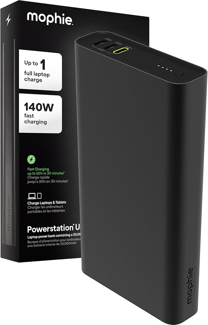 Mophie Powerstation Fast 25,000mAh Power Bank | Extended Fast Charging | 140W, Multi-Device