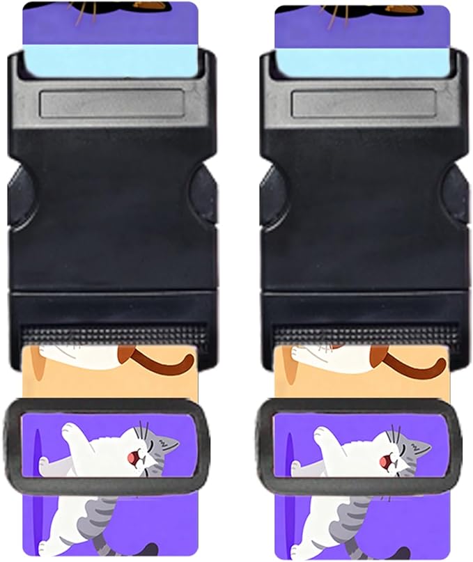 Nuxovilar Luggage Straps of 2 Set Cartoon Cats Pattern, 1.96x90.5 inches - Luggage Straps for Suitcases, Perfect for Pet Lovers, Family Trips, Casual Travel