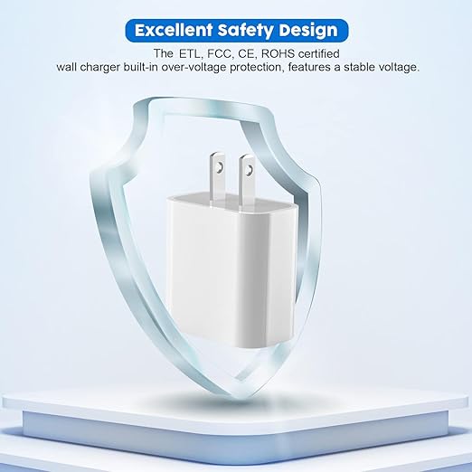 10FT iPhone Charger, iPhone 14 Fast Charging Block, Long 10Feet Fast Apple Charger USB C to Lightning Cable & 3Pack Type C Wall Charger Block for iPhone 14/14 Pro Max/14 Plus/13/13 Mini/12/11/X/XR/SE