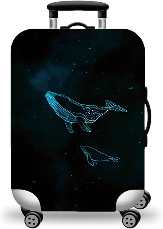 WUJIAONIAO Travel Luggage Cover Baggage Suitcase Cover Protector Skins 18-32 Inch (dolphin, M (for 22-24 inch luggage))