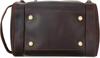 Polare Toiletry Bag Full Grain Leather Shaving Kit Dopp Kit Travel Case Wash Bag with YKK Zippers
