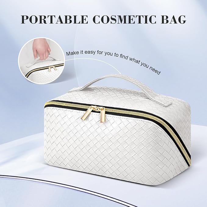 Personalized Initial Makeup Bag,Christmas Gifts for Girl,Preppy Bag Cosmetic Travel Bag Women,Travel Toiletry Organizer,Large Capacity Corduroy Stuff Bag,Cute Cosmetic Pouch Skincare Bag-LEO