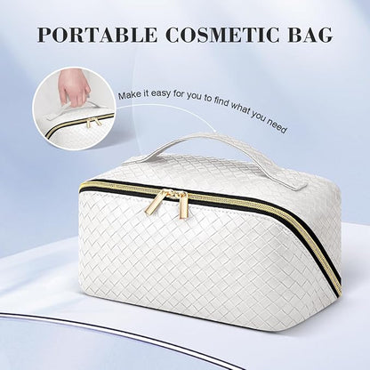 Personalized Initial Makeup Bag,Christmas Gifts for Girl,Preppy Bag Cosmetic Travel Bag Women,Travel Toiletry Organizer,Large Capacity Corduroy Stuff Bag,Cute Cosmetic Pouch Skincare Bag-LEO