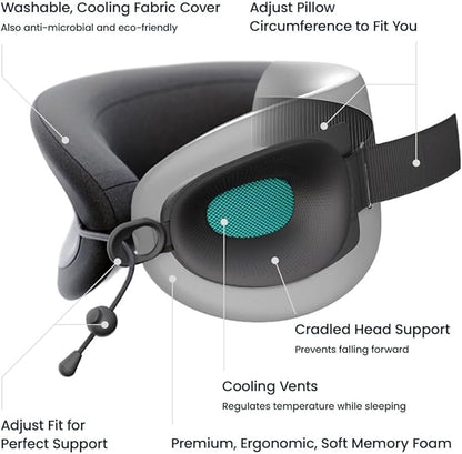 Cabeau Travel Essential Neck Pillow - Fits Most Neck Sizes (11-21 inches) - Evolution X Three Ways to Adjust for Ultimate Comfort on Long Flights (Sapphire)