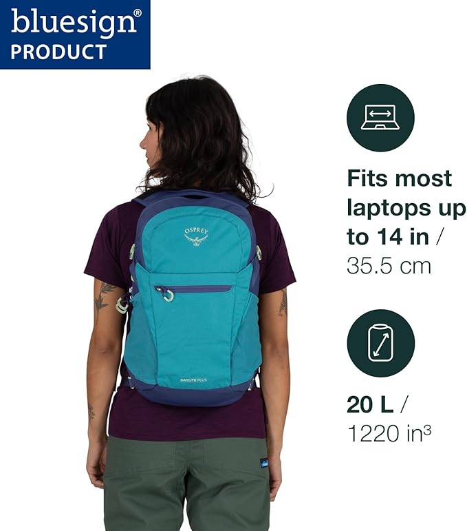 Osprey Daylite Plus Commuter Backpack – Lightweight, Everyday Pack with Laptop Sleeve and Water Bottle Pockets – Ideal for Work, School, and Travel with Versatile Storage Options, Night Shift Blue