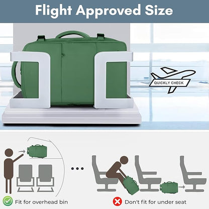 Taygeer Travel Backpack for Women Men, 40L Airline Approved Carry On with 17.3 inch Laptop Compartment, TSA Friendly Daypack with USB Charging Port, Backpack for Business Hiking Travel, Peridot Green