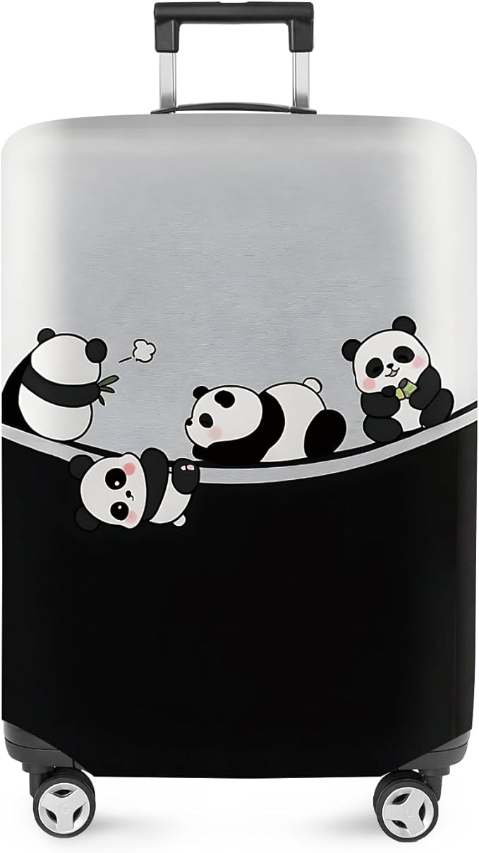 ANNA QUEEN Panda Family Luggage Cover, Cute Panda Design Suitcase Protector, Stretchable Washable Travel Sleeve for 24-26 Inch Luggage