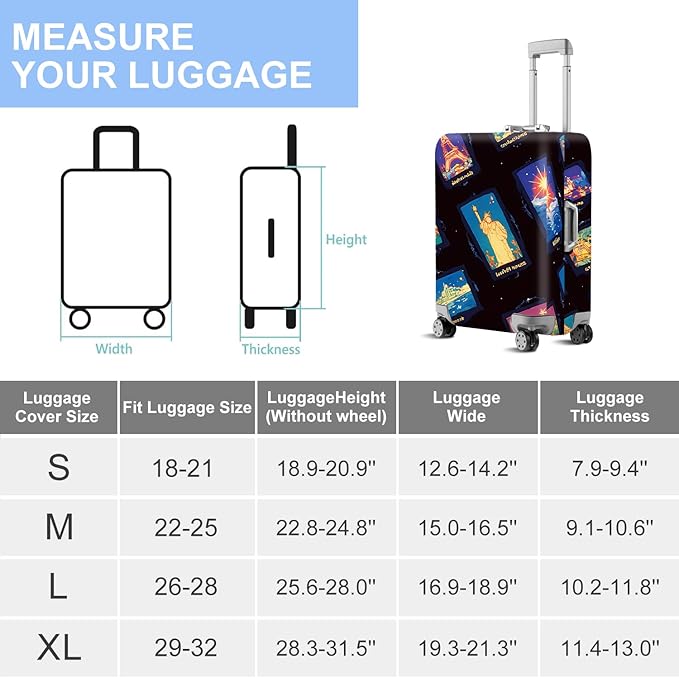 ANNA QUEEN Travel Luggage Cover Suitcase Protector Suitcase Cover Anti-Scratch,Stretchable Bag Cover Washable Durable Polyester with Elastic Hem with Zipper Closure