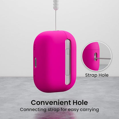 ORNARTO Compatible with AirPods Pro 2 Case 2022, Full Protective Hybrid Silicone for AirPods Pro 2nd Generation Case, Front LED Visible Skin Cover-Hot Pink