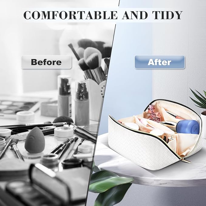 Personalized Initial Makeup Bag,Christmas Gifts for Girl,Preppy Bag Cosmetic Travel Bag Women,Travel Toiletry Organizer,Large Capacity Corduroy Stuff Bag,Cute Cosmetic Pouch Skincare Bag-LEO