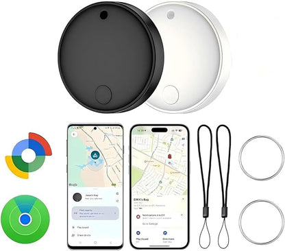Dual System Smart Anti-Loss Device, 2-Pack, for iOS and Android, Smart Bluetooth Tracker and Item Locator for Keys, Backpacks, Luggage, Wallets, Features dustproof and Waterproof Design.
