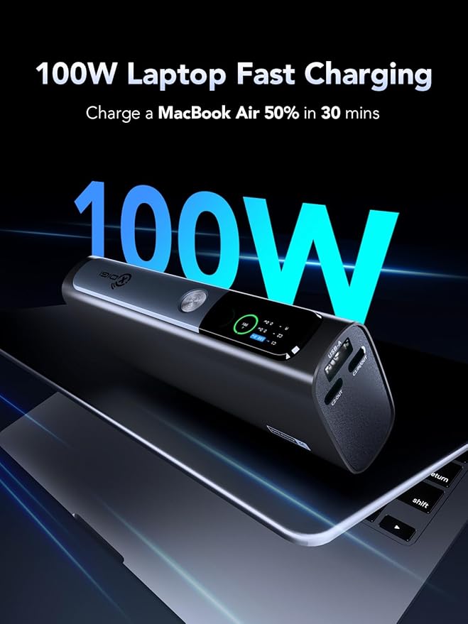 X DIGI Power Bank 20000mAh, 130W Laptop Portable Charger, 72Wh PD Fast Charging Battery Pack, TFT Smart Digital Display, 3-Port USB C Battery Pack Compatible with MacBook, iPhone 15, Samsung and More