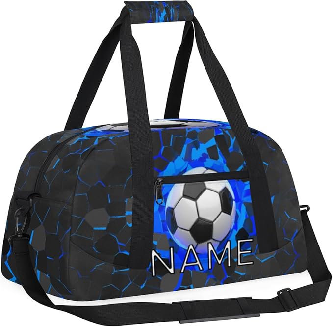 Personalized Kids Duffel Bag for Girls Boys Traveling Soccer Wall Theme Small Sport Gym Bag Custom Overnight Weekender Tote Bag Carry on Teen Dance Bag for Gymnastic Ballet