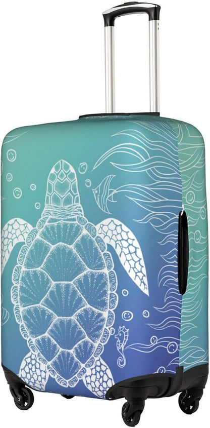 Ocean Sea Turtle Luggage Cover Washable Suitcase Protector, Turtle Theme Party Luggage Tag Travel Birthday Gifts For Men Women (L 26-28 Inch Luggage)