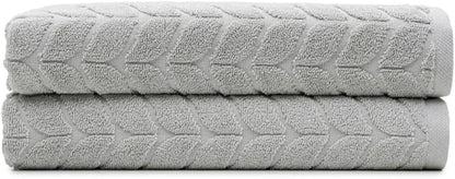 BAGNO MILANO Turkish Cotton Ultra-Soft Plush Absorbent Quick Dry Bathroom Towel Set, Made in Turkey (LightGrey, 2 pcs Bath Towel Set)