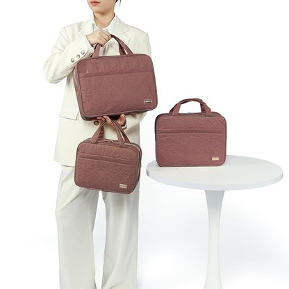 NISHEL Travel Toiletry Bag for women, Portable Hanging Organizer for Family-Sized Shampoo, Conditioner, Brushes Set, Makeup Accessories, Extra Large Size, Rosewood-Pink