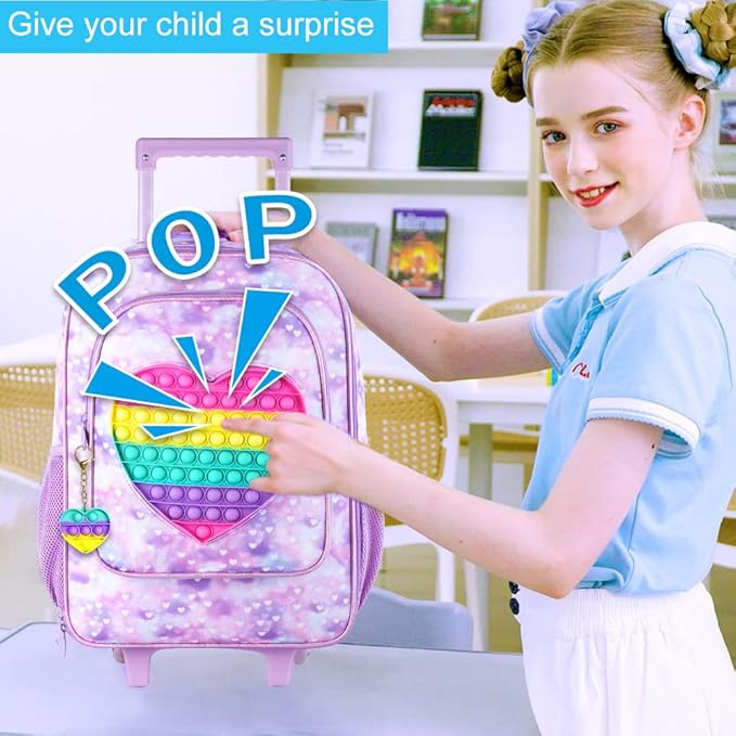 Kids Luggage for girls, Cute Kid Rolling Wheels Suitcase for Children Toddler