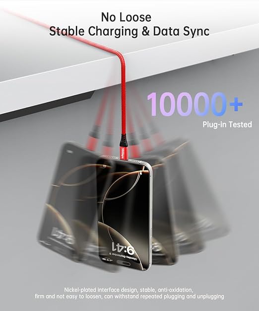 LDLrui 10Gbps Android Auto USB C Data Cable [3ft, 3Pack], 3.1A USB C 3.1 Gen2 Cable Data Transfer, Type C CarPlay Fast Charging for iPhone 16 15 Pro/Pro Max/Plus, Samsung T7, Galaxy S23 S22 Ultra, SSD