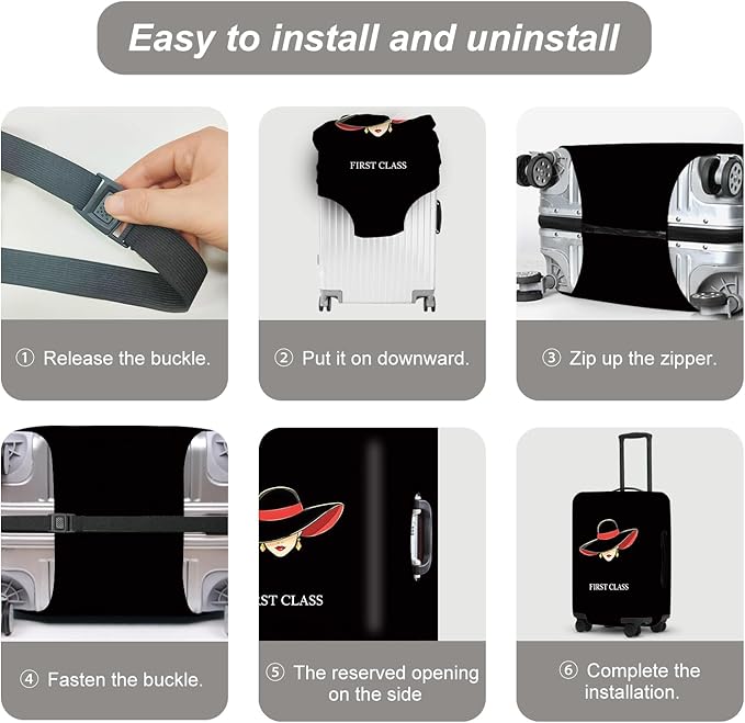 Fashion Women Silhouette Luggage Cover, Black & Red First Class Design Waterproof Suitcase Protector, Stylish Anti-Scratch Travel Case