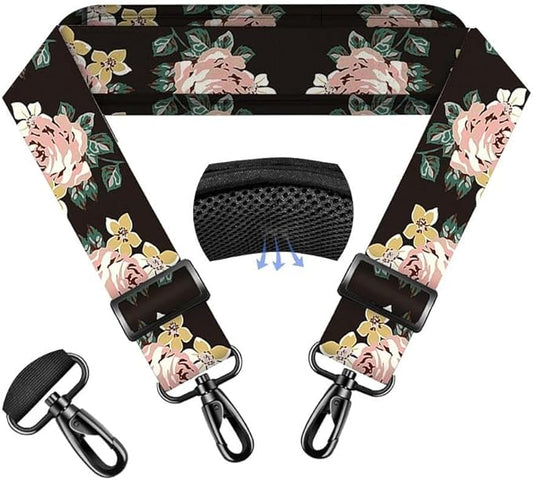 ZINZ 74" Shoulder Strap with Fixed Pad and Dual Balanced Buckles，Black Flowers