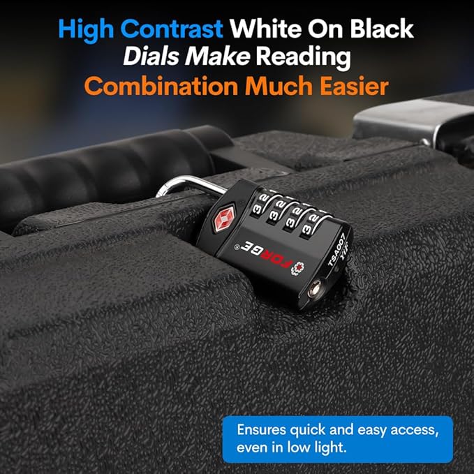 Forge Travel Lock,TSA Approved Luggage Locks for Air Travel, Gym Lockers, School Lockers, Pelican Cases, Gun Case, Easy Read Dials, Durable Alloy Body