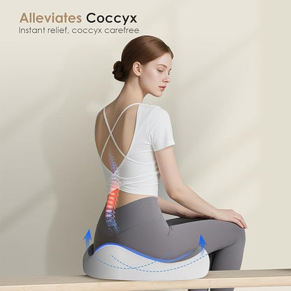 FLORICH Seat Cushion, Memory Foam Seat Cushion for Car Office Chair, Ergonomic Office Seat Chair Cushion for Sciatica Pain Relief, Larger Seat Cushion for for Long Sitting Office Workers - Grey