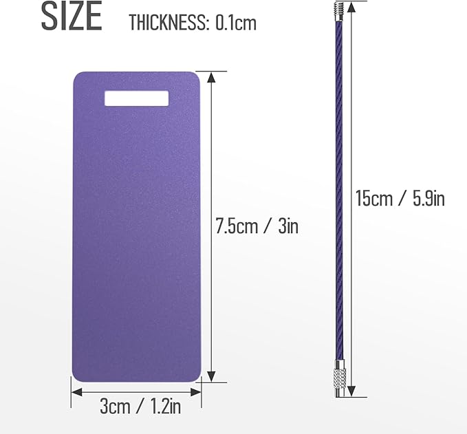 4 Personalized Metal Luggage Tags, Laser Engrave Name and Logo, Custom Aluminum Suitcase Tags with Steel Ring, for Travel, Backpack, Baggage (Purple)