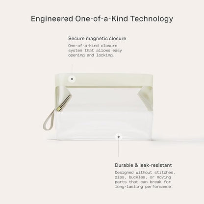 Cadence Parcel - Clear Kit with Magnetic Closure - Durable and Leak-Resistant Travel Toiletry Kit - TSA-Compliant & Modular Design - Hygiene Bag for Travel Essentials - 1 Qt - Pebble