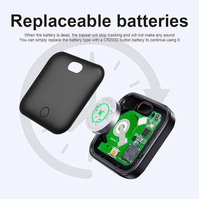 Tracker Tags-4 Pack(iOS Only) Compatible with Apple with 2 Batteries,Replaceable Battery,Bluetooth Luggage Smart GPS Tag Works with Apple Find My APP,Item Finders for Dog/Key/Luggage