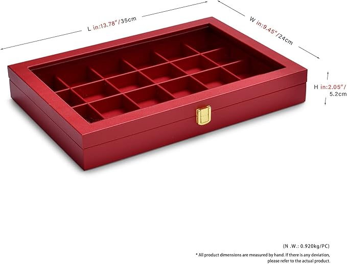 Oirlv Luxury Leather 24 Grid Jewelry Tray with Transparent Lid Earrings Rings Organizer Box Stackable Jewelry Box Drawer Inserts Women Gift