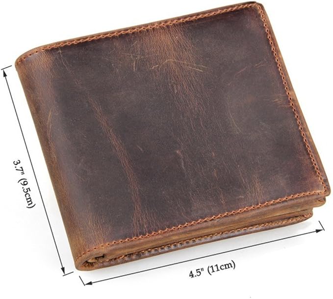 Genuine Leather Wallet for Men Handmade Vintage Italian Bifold Large Capacity RFID Blocking with Zipper (Dark Brown)