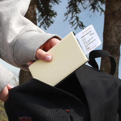 Fenice Classic Passport Cover Holder Wallet Case for Travel Essential RFID Blocking Vegan Leather Waterproof (IVORY)