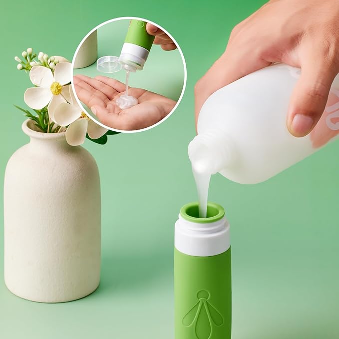 INSFIT 8 Pack Silicone Travel Bottles & Cream Jars with Toiletry Bag, 3oz Leakproof Containers & 2oz Jars with Waterproof Labels, BPA-Free Squeezable Toiletries Set for Shampoo, Lotion