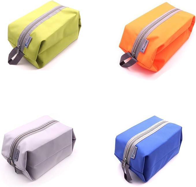 Tumecos 4 Pack Large Waterproof Portable Travel Organizer Toiletry Dopp Kit, Space Saving Shoe Bag Pouch