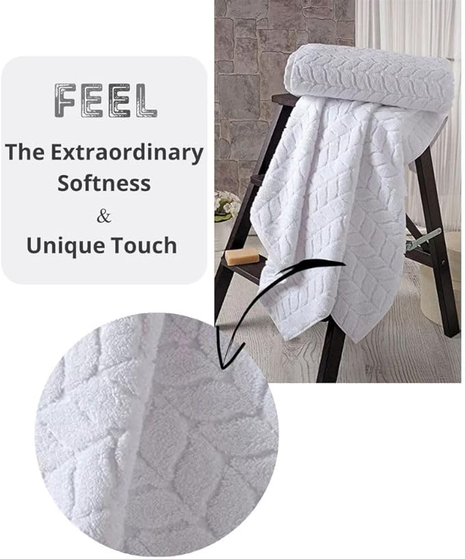 BAGNO MILANO Turkish Bath Towels, Soft Plush Jacquard Luxury Bath Towels, Quick Dry Towel Set (Lavender, 4 Pcs Hand Towel Set)