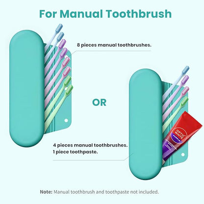 Silicone Electric Toothbrush Travel Case, Manual Toothbrush Travel Cover for Men and Women,Toothbrush Holder for Travel,Gym and More, Fits Most Manual and Electric Toothbrushes - Mint Green