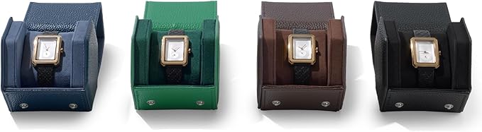 Oirlv Luxury Hexagonal Leather Watch Travel Case Single Watch Box for Men Portable Jewelry Storage Roll Organizer(1-Slot,Green)