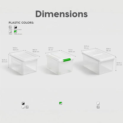 IRIS USA File Box, Plastic File Organizer with Lids for Letter/Legal File, Portable Document Box For Moving, Storage Bin with Durable and Secure Lid, Stackable Nestable BPA-Free, Pearl 35 Qt. 4 Pack